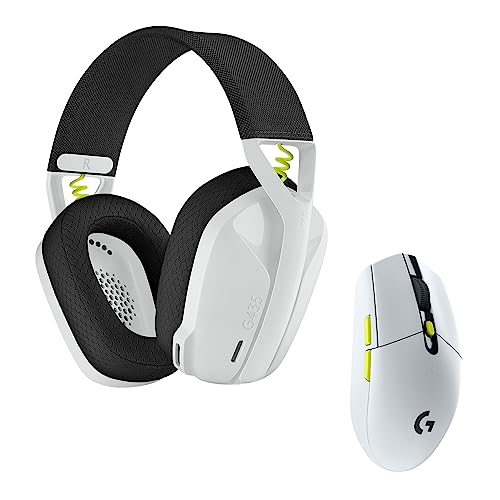 Logitech G435 Lightspeed Wireless Gaming Headset + G305 Lightspeed Wireless Gaming Mouse - White - White - Headset + Mouse
