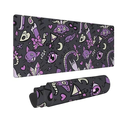 Magic Goth Spooky Gray Purple Gaming Mouse Pad, Long Extended XL Mousepad, Large Desk Pads Keyboard Mat, 31.5'' X 11.8'' - 1 - 11.8L x 31.5W inches