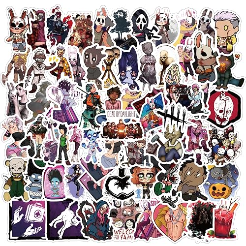 63Pcs Dead by Daylight Stickers Pack, Halloween Cartoon Game Vinyl Waterproof Sticker Decals for Water Bottle,Laptop,Phone,Scrapbooking,Journaling Gifts for Adults Teens Kids