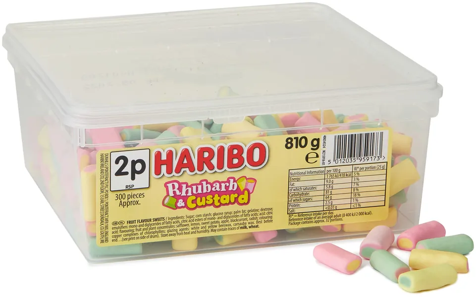 Haribo Rhubarb and Custard Sweets Tub, 810g