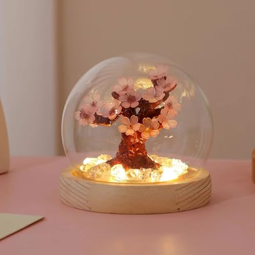 DIY Handmade Sakura Night Light Creative Atmosphere Light Bedroom Warm Decoration Ornaments Gifts for Friends Boys and Girls Gifts (Cherry Blossoms) - Cherry Blossoms