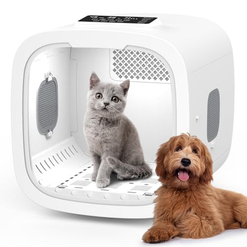 Cobuy 52L Automatic Pet Dryer Box, Dog Grooming Dryer, Cat Hair Drying Box, Light, 5 Modes, Adjustable Speed and Temperature, Timer, Low Noise, White