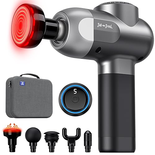 BOB AND BRAD C2 Plus Massage Gun with Heat, Deep Tissue Percussion Massager Gun, Muscle Massager, Electric Back Massagers for Professional Athletes Home Gym, FSA and HSA Eligible - Black and Gray with Heat(LX)