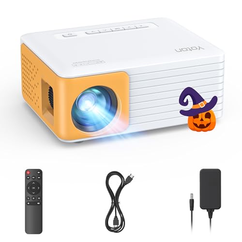 YOTON Mini Projecteur, Videoprojecteur 1080P Full HD, Y3 Retroprojecteur Portable, 200 Pouces, Zoom 25%, Projecteur Video Compatible avec HDMI USB iOS Android Firestick PS5 - Y3-JAUNE