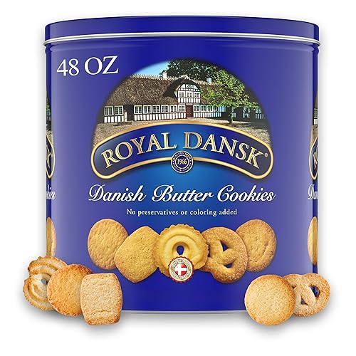 ROYAL DANSK Danish Butter Cookies, 48oz Exclusive Tin, Traditional Assortment, Holiday Gifts, Made with Real Butter, Perfect for Sharing with Recyclable Tin - Danish Butter cookies - 3 Pound (Pack of 1)