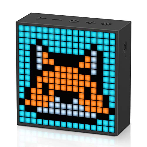 Divoom TimeBox Evo -- Pixel Art Bluetooth Speaker with 16x16 LED Display APP Control - Cool Animation Frame & Gaming Room Setup & Bedside Alarm Clock- Black