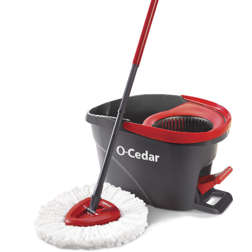 O-Cedar EasyWring Microfiber Spin Mop, Bucket Floor Cleaning System, Red, Gray - Spin Mop & Bucket