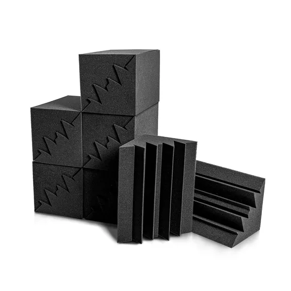 12 Pack Acoustic Foam Bass Trap Studio Foam 12" X 7" X 7" Soundproof Padding Wall Panels Corner Block Finish for Studios Home and Theater