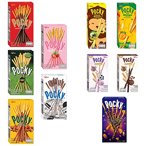 Pocky Chocolate Candy Biscuit Sticks Set of 10 Flavour Variety Pack (Pack of 10)