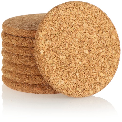 COM-FOUR® 8x korkunderlägg för drycker - runda dryckerunderlägg - glasunderlägg av kork - grytunderlägg (08 stycken/runda)