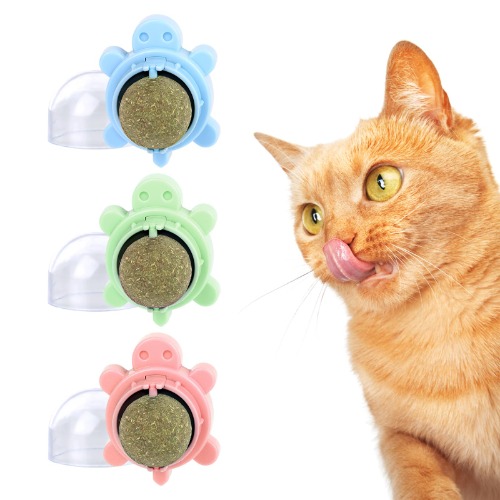 Kattmynta leksaker, kattmynta bollar för katt vägg,360° roterande kattmynta bollar med lock, interaktiv kattleksak,roterande kattmynta vägg rulle för katt tänder slipning 3st