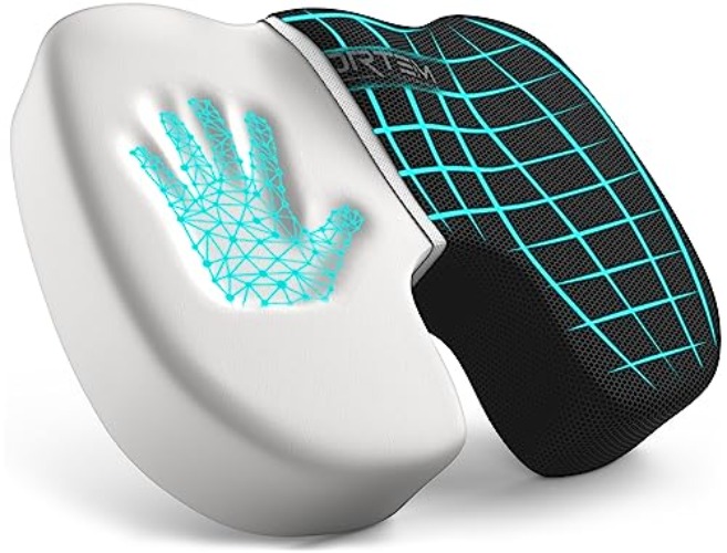 FORTEM Seat Cushion Pillow for Office Computer Chair, Car, Wheelchair, Memory Foam, Improves Posture, Non-Slip Bottom, Washable Cover (Black) - Black Mesh