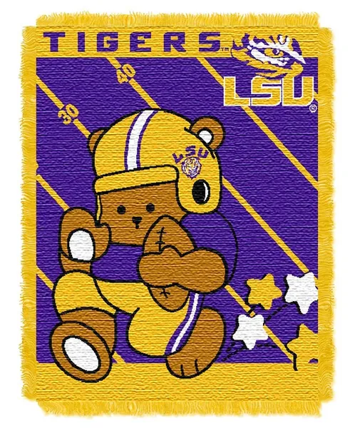 LSU OFFICIAL Collegiate Half Court Baby Woven Jacquard Throw
