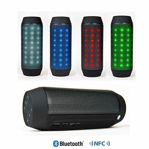 Bluetooth NFC Rainbow LED Lights and Music Speaker with FM Radio - Black