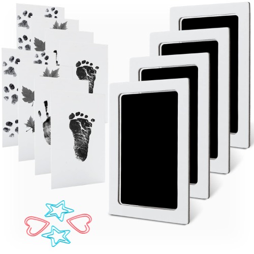 Pet Paw Print Kit with 4 Ink Pads and 8 Imprint Cards Inkless Print Kit Medium Size for Family Keepsake