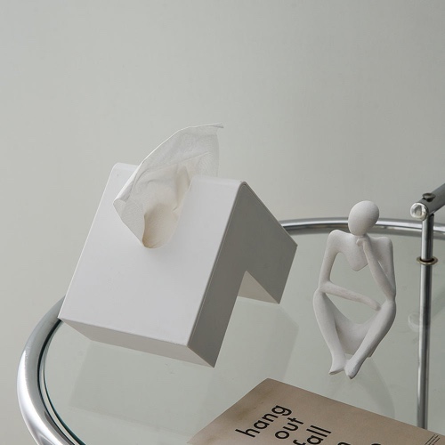 Abstract Tissue Box - White