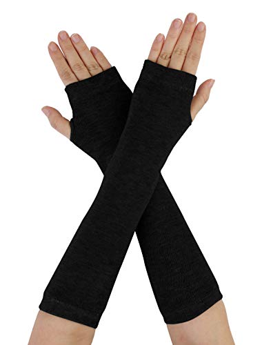 Allegra K Unisex Classic Fashion Stretch Fingerless Arm Warmers Oversleeve - One Size - Black