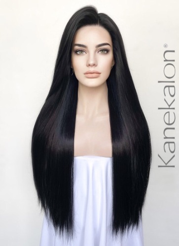 Black Straight 13" x 6" Lace Top Kanekalon Synthetic Hair Wig LFS018 | Black