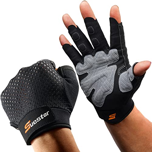 SueStar Workout Gloves for Men Women 2022, Weight Lifting Gloves with [Full Palm Protection] [Excellent Grip] Gym Gloves, Ultra Breathable Exercise Gloves for Weightlifting, Fitness, Training, Hanging - Large