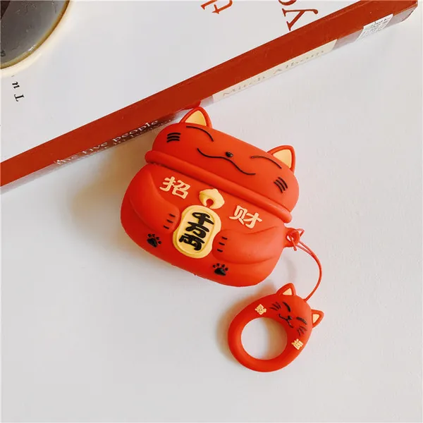 Lucky Cat AirPods Pro Case - Red