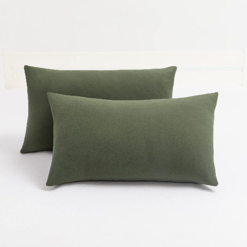 2-Pack Stretch Pillow Cases - Jersey Knit & Envelope Closure Pillowcases with Ultra Soft T-Shirt Like Polyester Blend - Suitable for Queen or Standard Size Set of 2, Dark Olive - Dark Olive Green Standard/Queen