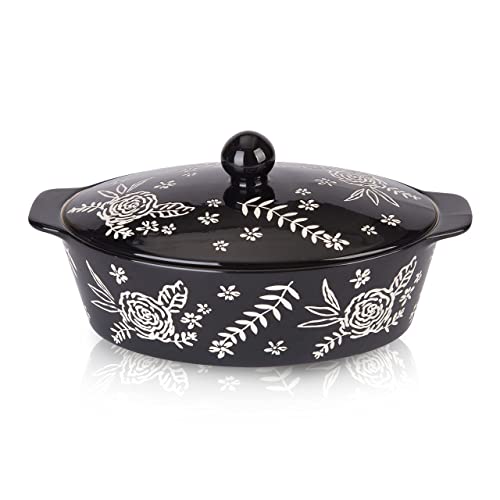 Wisenvoy Casserole Dish With Lid Casserole Dish Casserole Dishes For Oven Baking Dishes For Oven Ceramic Baking Dish - Black