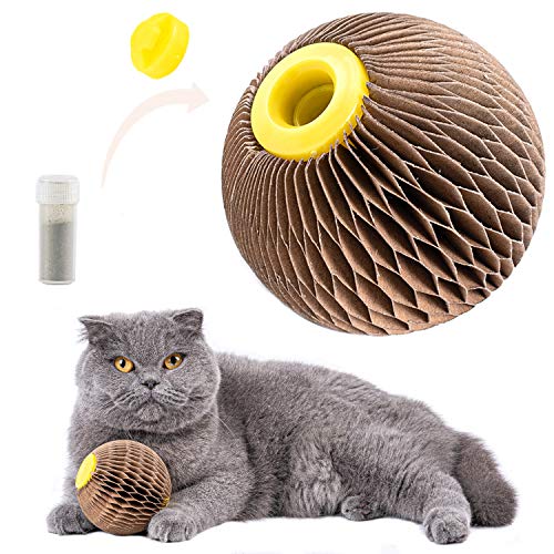 AREIIA Catnip Ball Toy for Cats Catnip Refillable Scratcher Ball Kitty's Faithful Playmate Reduce Obesity and Loneliness CSB01BR