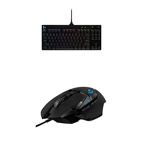 Logitech G PRO Mechanical Gaming Keyboard and Logitech G502 HERO High Performance Gaming Mouse Bundle - Black - TKL - Wired - Clicky - Keyboard + Mouse