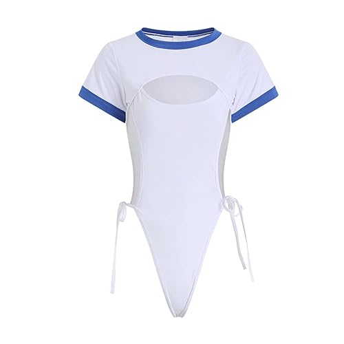 QNCLO Sexy Female Student Role Playing Underwear Exotic Japanese Anime Bodysuit - White