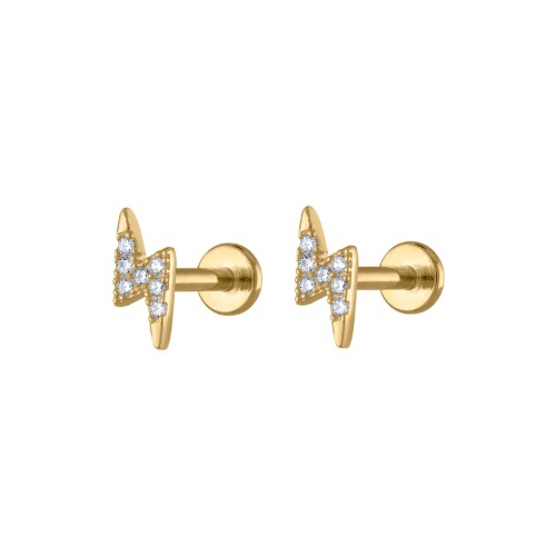 Pave Lightning Nap Earrings | Gold