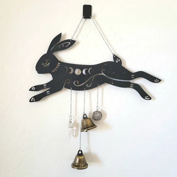 Bunny Witch Bells wood wall decor hanging |Wood Wall art | Witchy decor | Bunny Decor