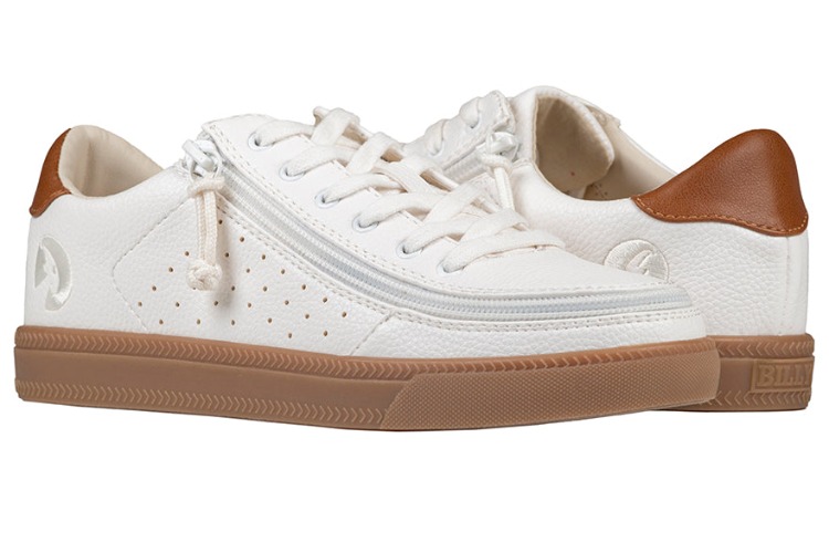 Women's White (Brown Mustache) BILLY Low Sneakers | B (Women Medium) / 8 US Women