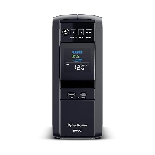 CyberPower CP1000PFCLCD PFC Sinewave UPS System, 1000VA/600W, 10 Outlets, AVR, Mini-Tower, Black - 1000VA - UPS