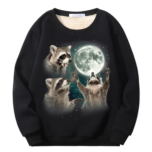 Racoons howling at the Moon Crew  Sweatshirt