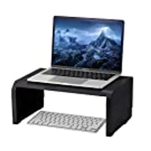 Bostitch Konnect Adjustable Monitor Stand Riser, 4 Height Adjustments, Built-in Cable Management, Rubber Feet - Black