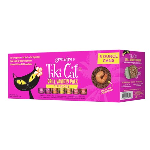 Tiki Cat Grill, Tuna & Crab Surimi, High-Protein and 100% Non-GMO Ingredients, Wet Whole Foods Cat Food for All Life Stages, 6 oz. Cans (Pack of 8) - Variety Pack - 4.2 Ounce (Pack of 8)