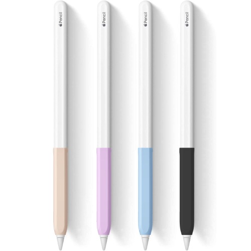 4 Pack Ergonomic Grip Designed for Apple Pencil 2nd Generation,YINVA Silicone Case Cover Sleeve Compatible with Apple Pen 2 Gen Support Magnetic Charging (Pink, Purple,Blue,Black)