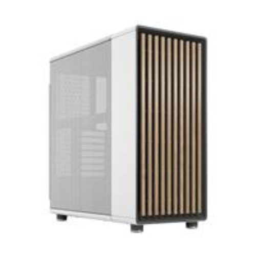PC Case | Fractal Design North ATX mATX Mid Tower PC Case - Chalk White Chassis with Oak Front and Mesh Side Panel