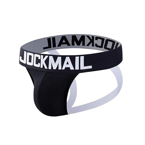JOCKMAIL Mens Jockstrap Underwear Wide Belt Athletic Supporter Mens Thongs Sport Underwear Jock Strap - X-Large - 204black