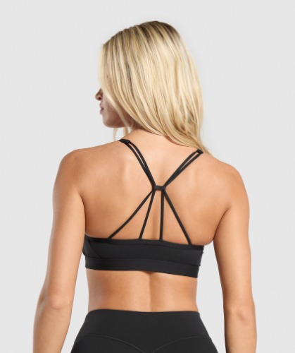 Gymshark Ruched Strappy Sports Bra - Black