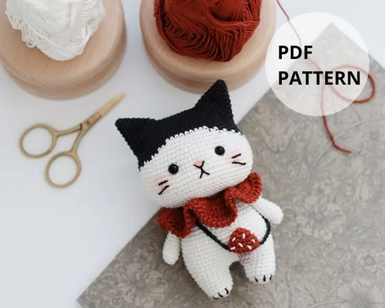 Digital Mushroom Cat Crochet Pattern - Instant Download DIY Amigurumi Pattern in PDF File | Cute Crochet Pattern Ideas