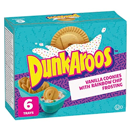 Betty Crocker Dunkaroos Vanilla Cookies with Rainbow Chip Vanilla Frosting, Package of 6 Trays of Dunkaroos - Cookies & Rainbow