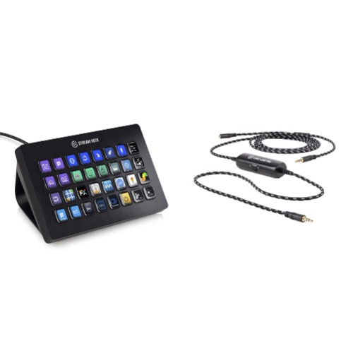 Elgato Stream Deck XL - Advanced Stream Control with 32 Customizable LCD Keys & Chat Link Pro – Audio Adapter, for PS5, PS4, Nintendo Switch, Capture Voice Chat, Gameplay Sound, Extra Long Cable - 