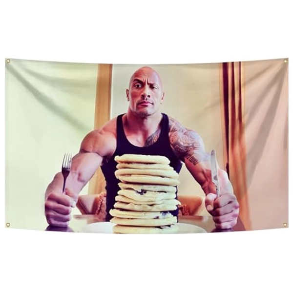 HuuUd Fun Dwayne The Rock Johnson Eating Blueberry Pancakes Tapestry 3×5 Feet Hanging Wall Tapestry Is Suitable For Indoor and Outdoor Home Decoration Such As Dormitories Living Rooms Etc