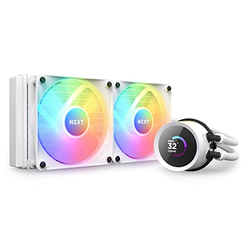 NZXT Kraken 240 RGB - 240mm AIO CPU Liquid Cooler - Customizable 1.54"" Square LCD Display for Images, Performance Metrics - High-Performance Pump - 2 x F120 RGB Core Fans - White - 240mm Radiator - Kraken RGB 2023 - White