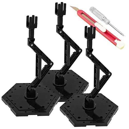 TWKUPWO Hobby Model Action Base Display Stand, Gundam Model Stand Action Figure Stand Compatible with MG RG HG Universal Models Stand (3sets Black) - 3 sets
