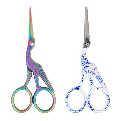 Asdirne Embroidery Scissors, Stork Scissors, Ultra-Sharp Stainless Steel Blades Swan Scissors, Great for Sewing, Craft, Art and Everyday Use, 2Pcs, 4.5 Inch - set B
