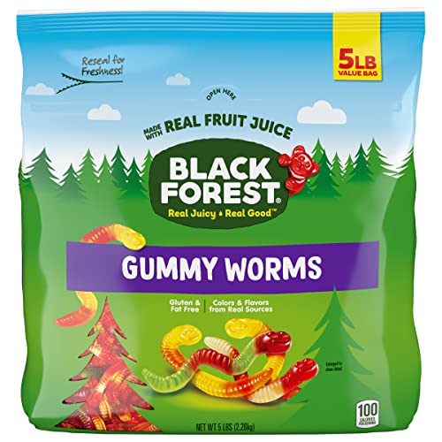 Black Forest Gummy Worms Candy, 5 Pound Bulk Bag - 5 Pound (Pack of 1) - Worms