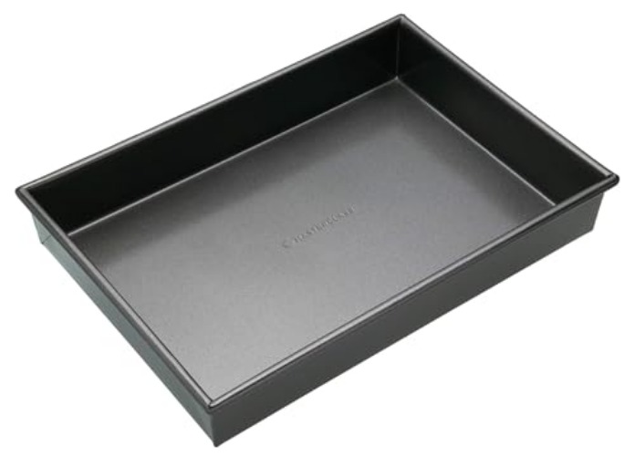 MasterClass 35 x 24 cm Baking/Roasting Tray with PFOA Non Stick, Robust 1 mm Carbon Steel Deep Rectangular Traybake Tin, Grey - Single