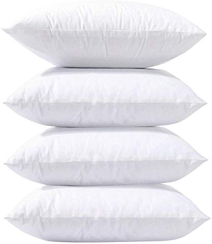 SYSN Cushion Inner Pads Pack of 4 white Bounce Back Hollow Virgin Fibre Fillers For Decorative Cushion Covers In Bed Sofa outdoor 18 * 18 (Pack of 4) - 4 Count (Pack of 1)